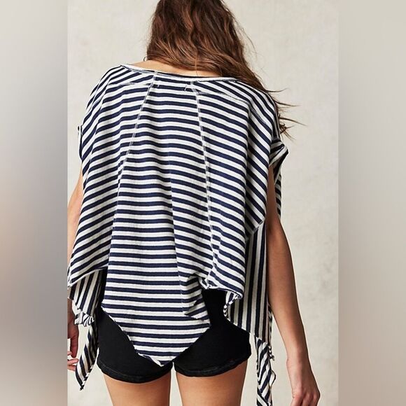 Free People Striped Angel Tee In Navy Combo - Picture 2 of 2